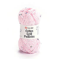 Yarnart COTTON GOLD PAILLETTES (Котон Голд Паєтка) №7107 рожевий (Пряжа бавовна з паєткою, нитки для в'язання)