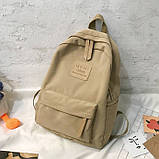 Маленький шкільний рюкзак для дівчинки Молодіжний стильний однотонний бежевий портфель в школу і для студентів підлітків дівчат, фото 2