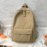 Стильний жіночий міський рюкзак 37*28 Маленький бежевий рюкзачок в місто або для студента, фото 4
