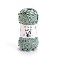 Yarnart COTTON GOLD PAILLETTES (Котон Голд Паєтка) №7113 м'ята (Пряжа бавовна з паєткою, нитки для в'язання)