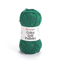 Yarnart COTTON GOLD PAILLETTES (Котон Голд Паєтка) №7114 зелений (Пряжа бавовна з паєткою, нитки для в'язання)