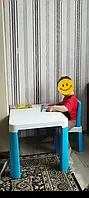 Стіл дитячий з двома стільцями (блакитний) 0471 ТЕХНОК виготовлено в Україні якість