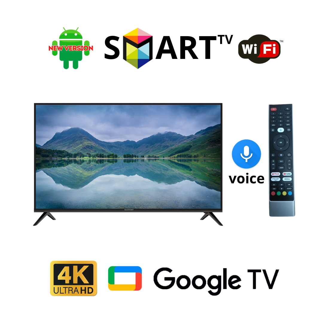 Телевізор Blaupunkt 42 дюйми / Android 15.0 / Full HD / Підтримка USB / T2 / Bluetooth пульт в комплекті, фото 1