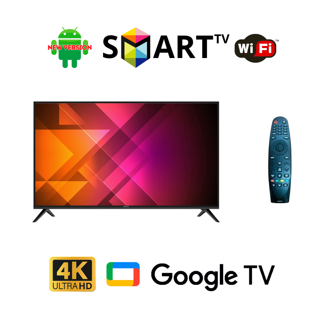 Телевізор Satelit 52 дюйми / Android 11 / FullHD / T2 / Пульт Bluetooth / Підтримка флешки