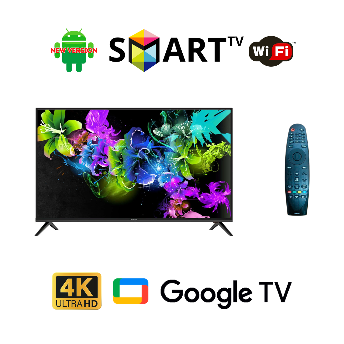 Телевізор Mystery 52 дюйми / Android 11 / FullHD / T2 / Пульт Bluetooth / Підтримка флешки, фото 1
