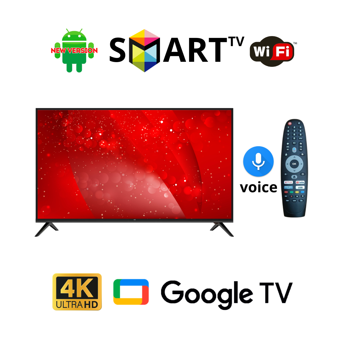 Телевізор SetUP 56" Smart TV Android 13.0 / Full HD / USB / Bluetooth пульт