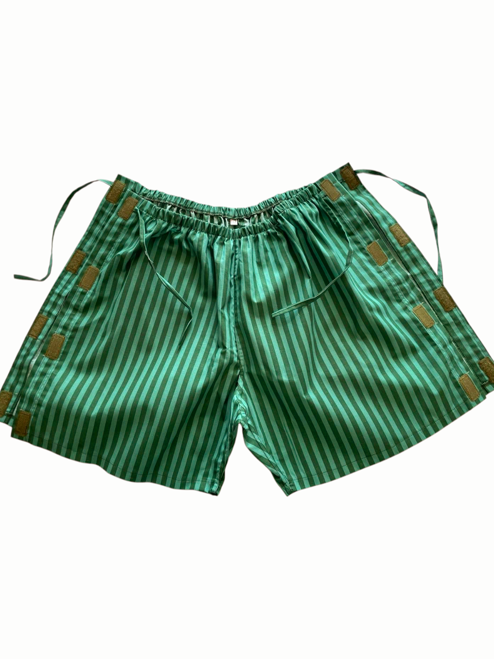 Адаптивні чоловічі труси / шорти / нижня білизна на липучках зелені смужка 136 М, фото 1