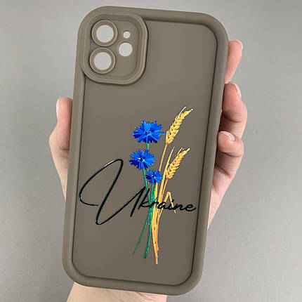 Чохол для Apple iPhone 11 з бортами з принтом Україна на телефон айфон 11 коричневий q06t, фото 1