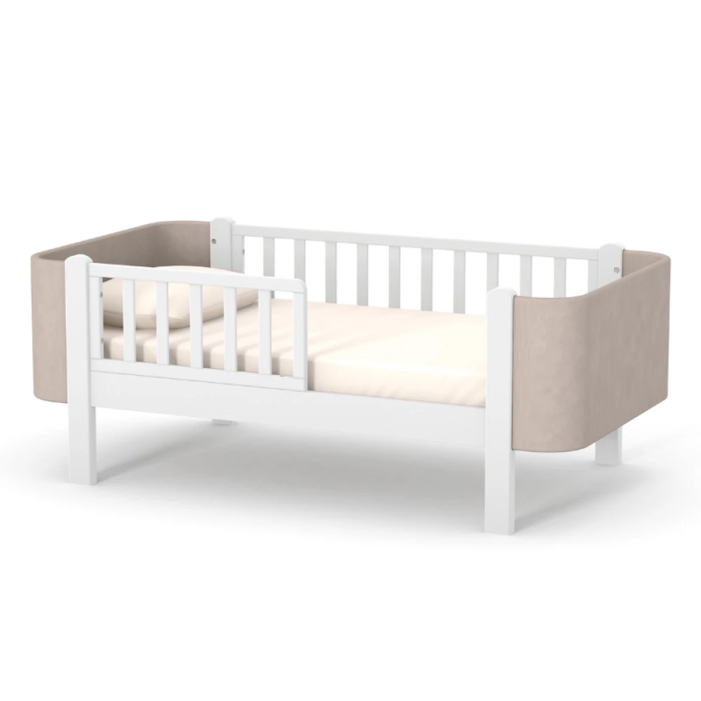 Ліжко підліткове Верес Монако Велюр 1600*800, Капучіно/білий, фото 1