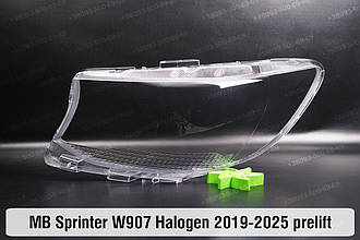 Скло фари Mercedes-Benz Sprinter W907 Halogen (2019-2025) дорест ліве