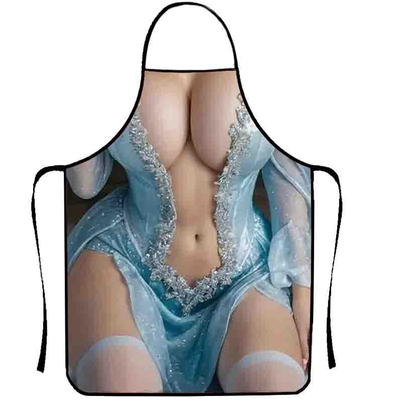 Фартух з прикольним принтом дівчина в сукні 80 на 60 см різнобарвний, фото 1