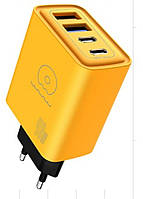 Сітчасте зарядне пристрій WUW-C212 48W Charger 2 USB C + 2 USB C yellow