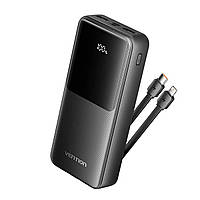 Зовнішній аккумулятор Vention 20000mAh Power Bank (Micro-USB+USB-C+USB-A+USB-A) with Built-in USB-C and Lightning Cables 22.5W