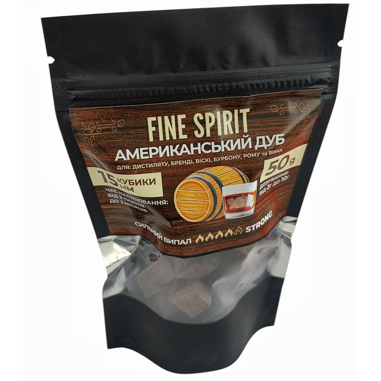Кубики дубові Fine Spirit STRONG сильний випал 50 г