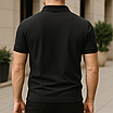 Чоловіча футболка поло Lacoste чорного кольору з вишитим патчем, преміальної якості, фото 4