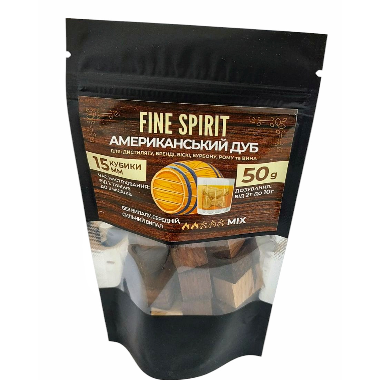 Кубики дубові Fine Spirit MIX-CLASSIC, MEDIUM, STRONG по 33% 50 г