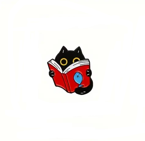 Пін-значок "Котик з книгою" №2