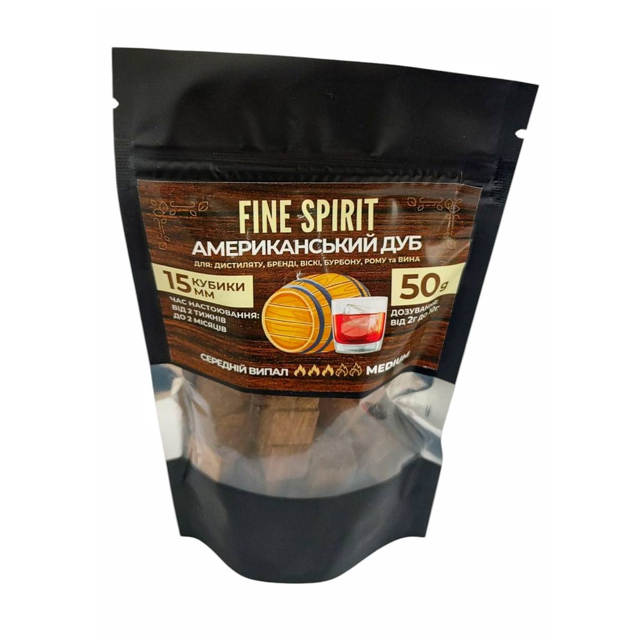 Кубики дубові Fine Spirit MEDIUM середий випал 50 г