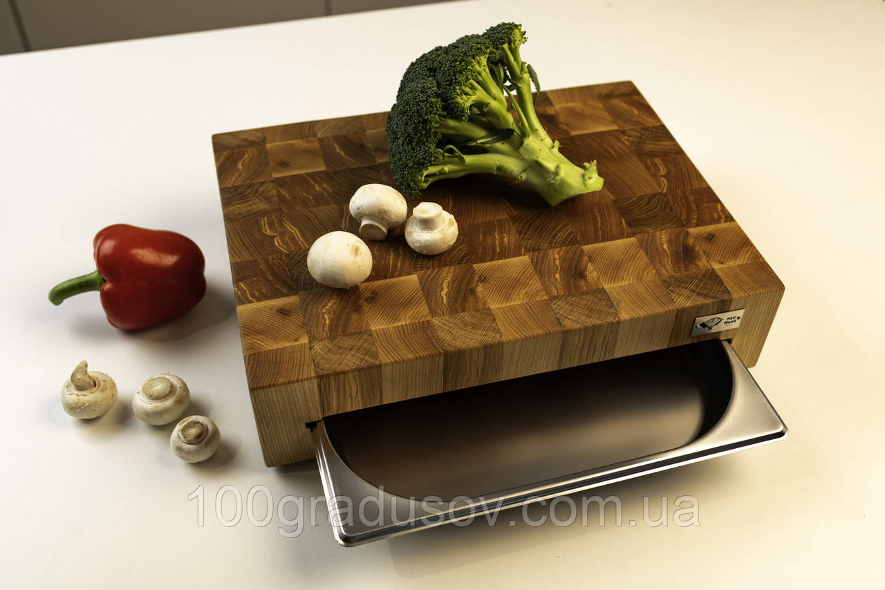 Торцева обробна дошка з гастроємністю з дуба + ясена PAV-Wood 30х40х9 см