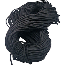 Міцний гамаковий шнур, товщина, 5 мм, поліефірний з поліпропіленовим наповнювачем статичний плетений, Чорний