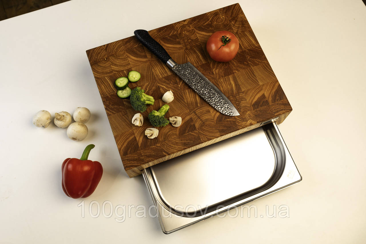 Кухонна торцева обробна дошка з гастроємкістю з Ясеня PAV-Wood 30х40х9 см класика, фото 1