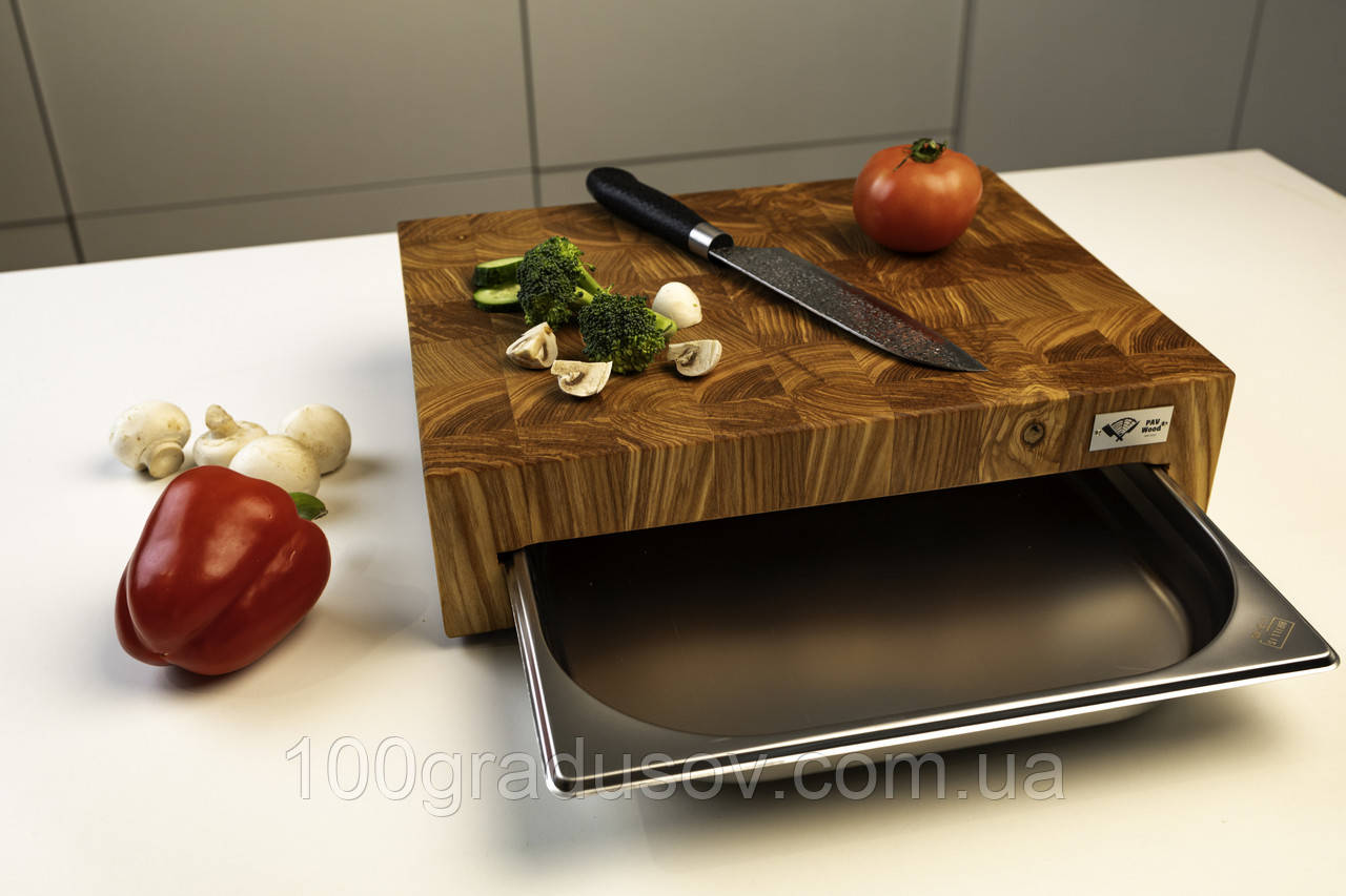 Торцева обробна дошка з гастроємкістю з ясеня PAV-Wood 30х40х9 см