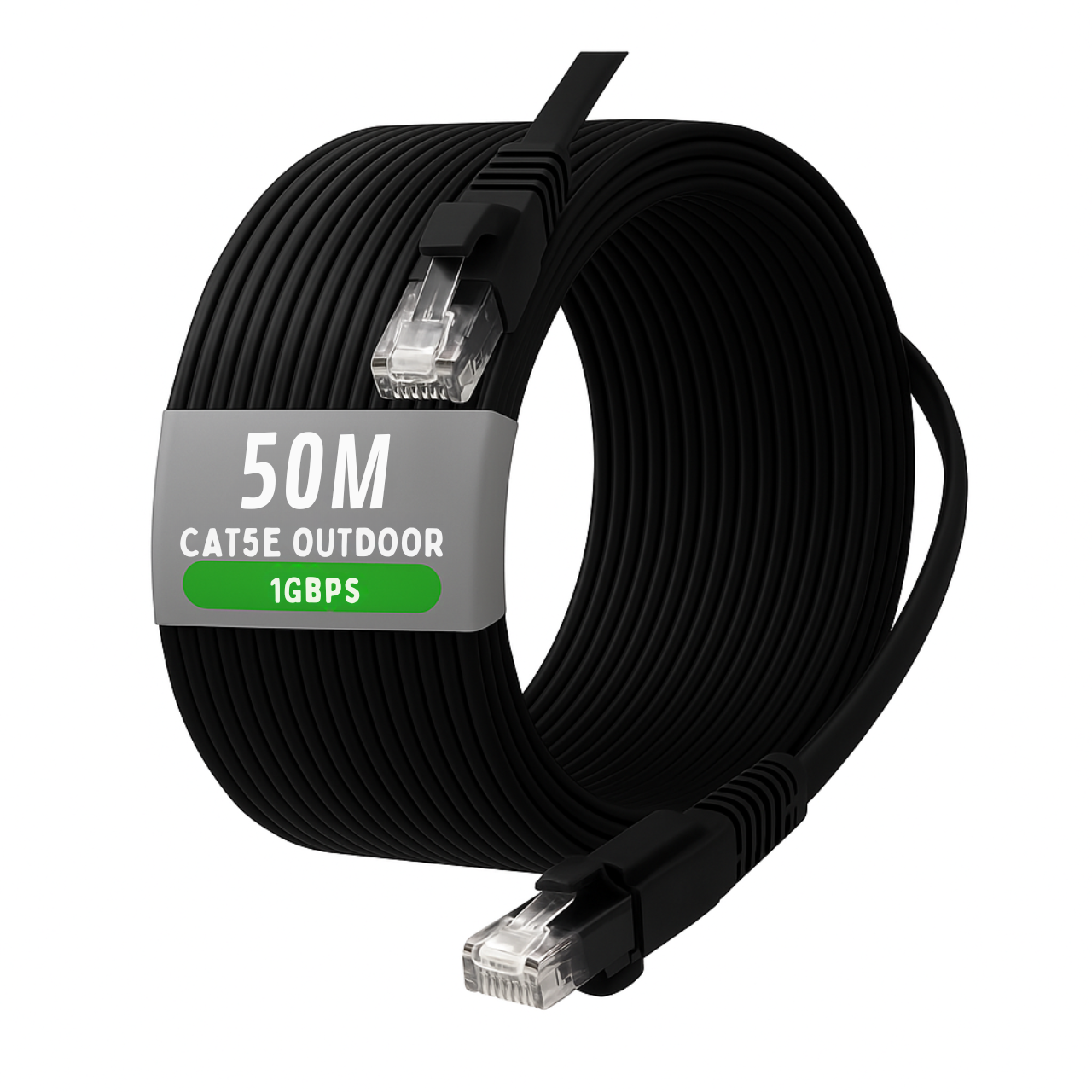 Інтернет-кабель 50 м Мідь LAN 1000 Мбіт/с (Gigabit Ethernet, 1 Гбіт/с), чорний