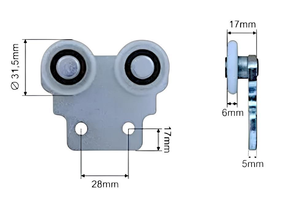 Ролики стійки напівпричепа Ø30x17x56, фото 1