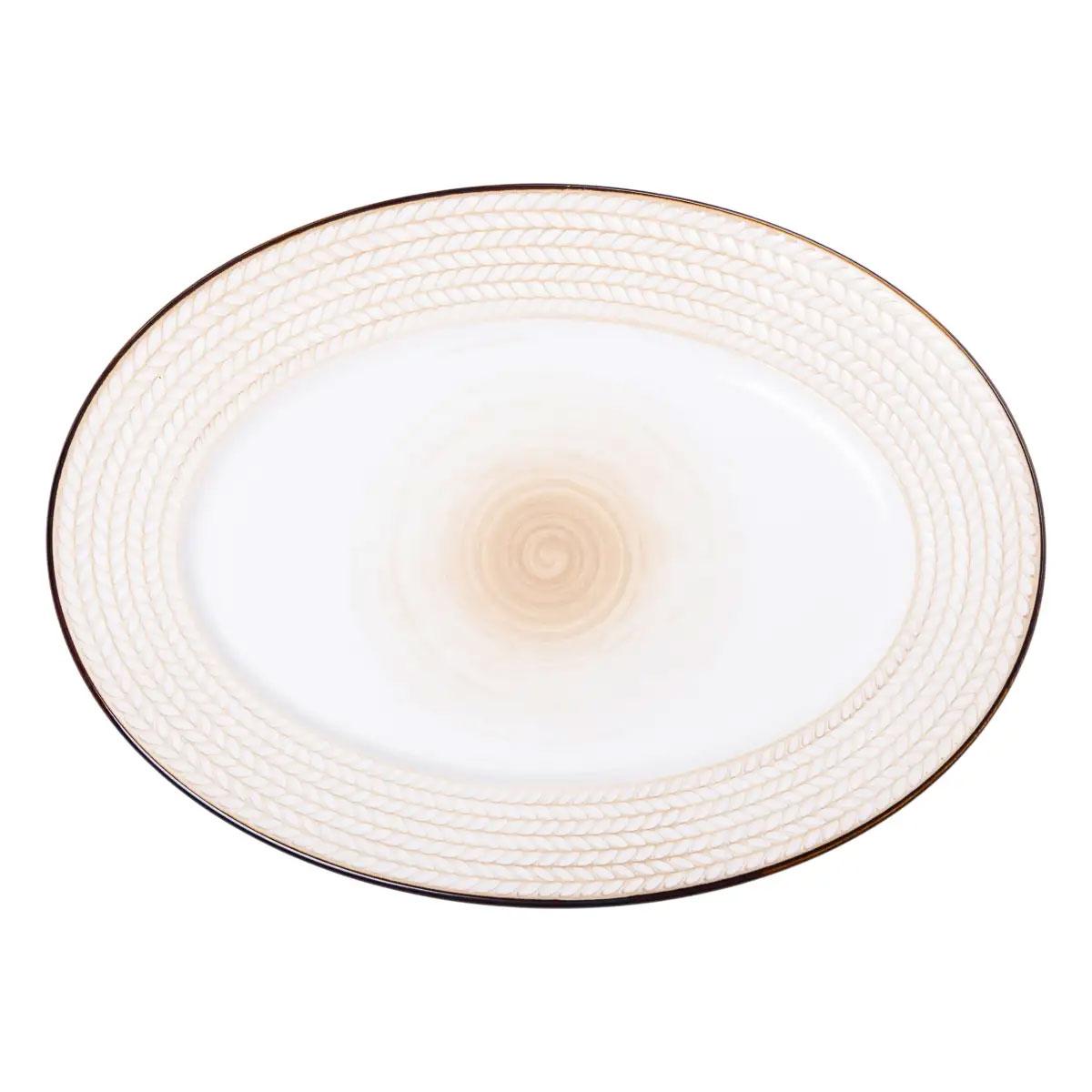 Блюдо порцелянаове 33.5х24.5 см овальне біле HP23389, фото 1