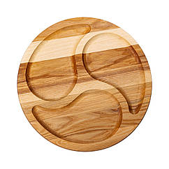 Менажниця дерев'яна 35 см кругла на 3 секції, ясен T12W350