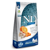 Беззерновий сухий корм Farmina N&D Ocean Adult Mini для дорослих собак дрібних порід з тріскою, гарбузом та апельсином 7 кг