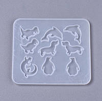 Форма силіконова для смоли Finding Молд дильфіни пінгвіни такси динозаври ящірка Білий 109 мм x 96 мм x 4 мм