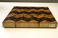 Кухонна торцева обробна дошка з Горіха + Клена "Зигзаг" PAV-Wood 30х40х4,5 см класика