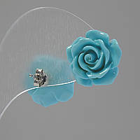 Сережки "гвоздики" "Роза міні-1,5" червона полімерна глина, метал-під "срібло" ?15mm купити біжутерію оптом в інтернеті