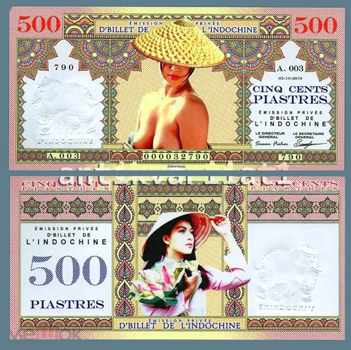 Сувенір БанкнотаФранцузький ІНДОКІТАЙ 500 піастрів 2019г. ПРЕСС. UNC. полімер, фото 1