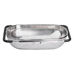 Друшляк сито на раковину для миття овочів та фруктів 36х24х9 см з нержавіючої сталі HP-19-17