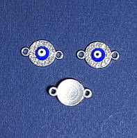 Фурнітура підвіска коннектор в стразах Очко 1,1х1,8см сріблястий фас.3шт купити біжутерію дешево оптом в інтернеті