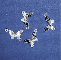 Фурнітура Коннектор Метелик чорна емаль 24х12мм фас. 4шт. купити біжутерію дешево оптом в інтернеті