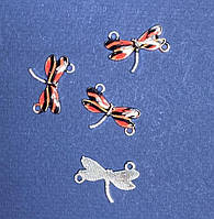 Фурнітура Коннектор Стрекоза чорно червона емаль 22х16мм фас.4шт. купити біжутерію дешево оптом в інтернеті