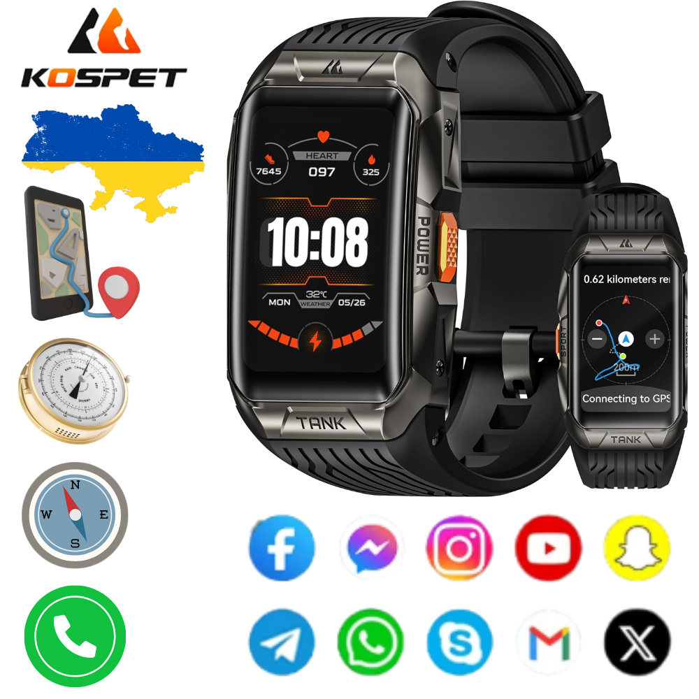 Смарт годинник з компасом дзвінком Smart Watch водонепроникні чоловічі Kospet TANK X2 ULTRA Український інтерфейс