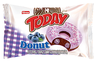 Пончик TODAY з чорничною начинкою 50г*24шт ТМ Elvan