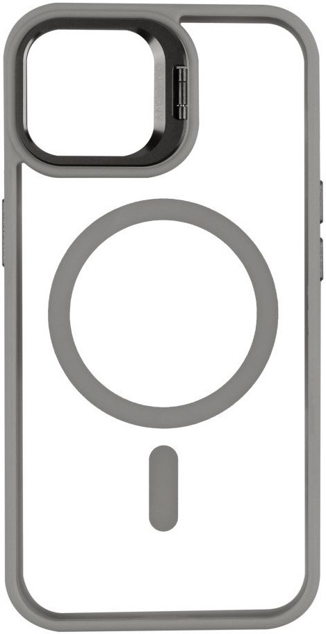 Накладка iPhone 15 Metal Stand and Camera Lens MagSafe Сірий