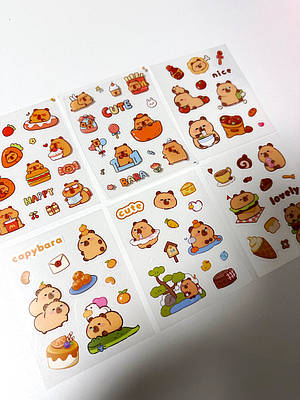 1 пластинка стикеров наклейки з капібарою *Подарунок до замовлення іграшок-капібар*