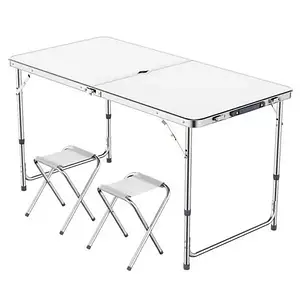 Туристичний складаний алюмінієвий стіл і 4 стільці трансформер для кемпінгу та пікніка 120*60*55 см