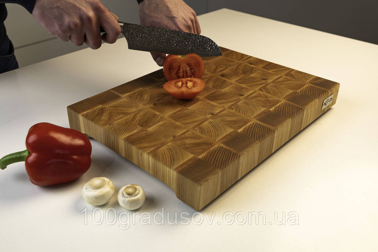 Торцева обробна дошка з клена + ясеня "Клітка" PAV-Wood 30х40х4,5 см, фото 1