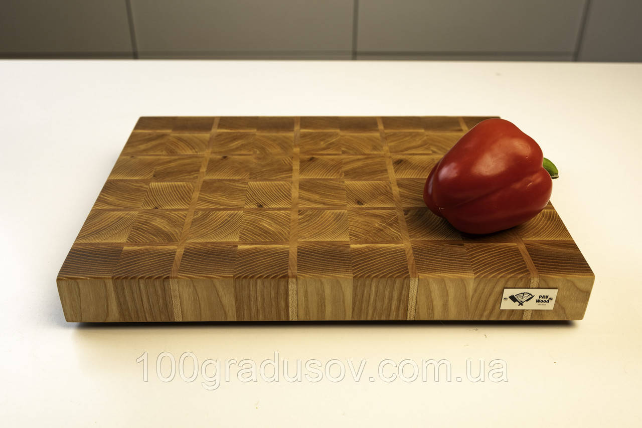 Кухонна торцева обробна дошка з Клена + Ясеня "Клітка" PAV-Wood 30х40х4,5 см класика