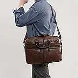 Чоловічий діловий портфель із натуральної шкіри, фото 6