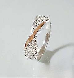 Срібна каблучка з золотими пластинами