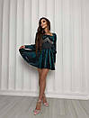 Вечірня зелена оксамитова коротка сукня з корсетом, фото 3