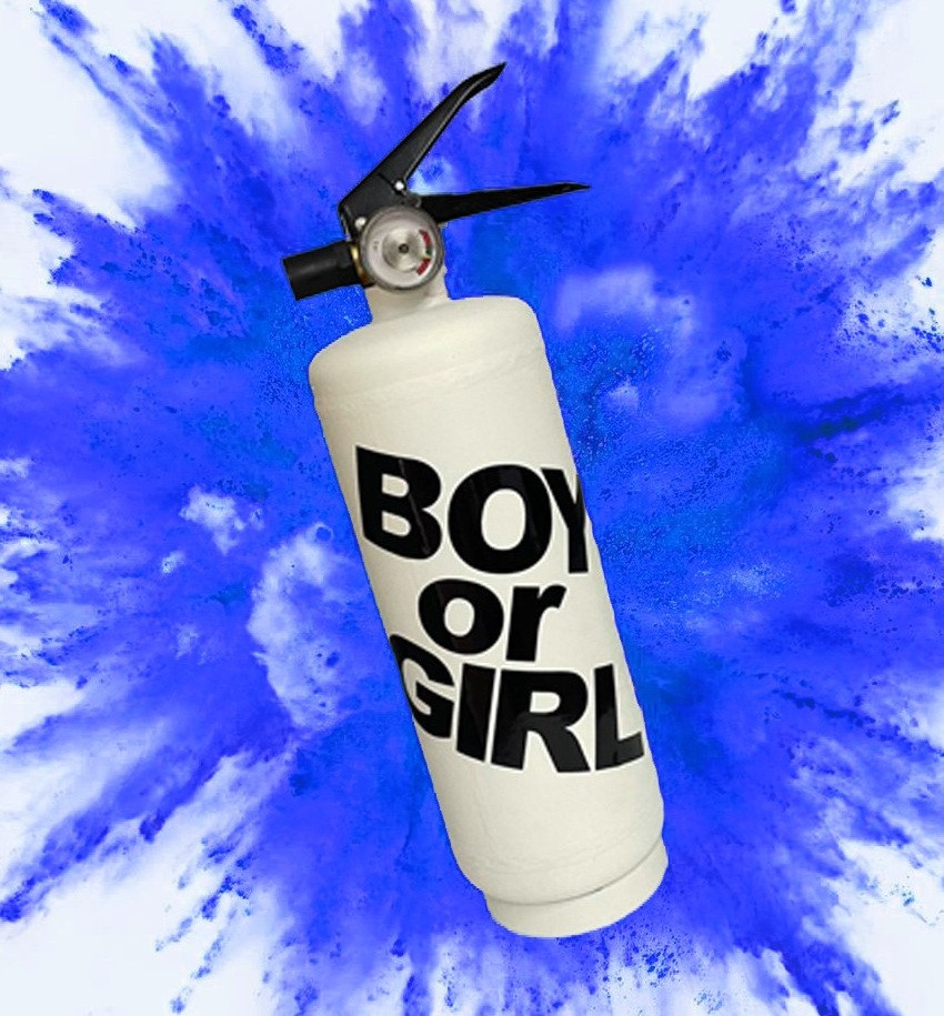 Белый Баллон для Gender Party 2 кг, синяя краска, гендер пати, баллон для определения пола Холи, фото 1